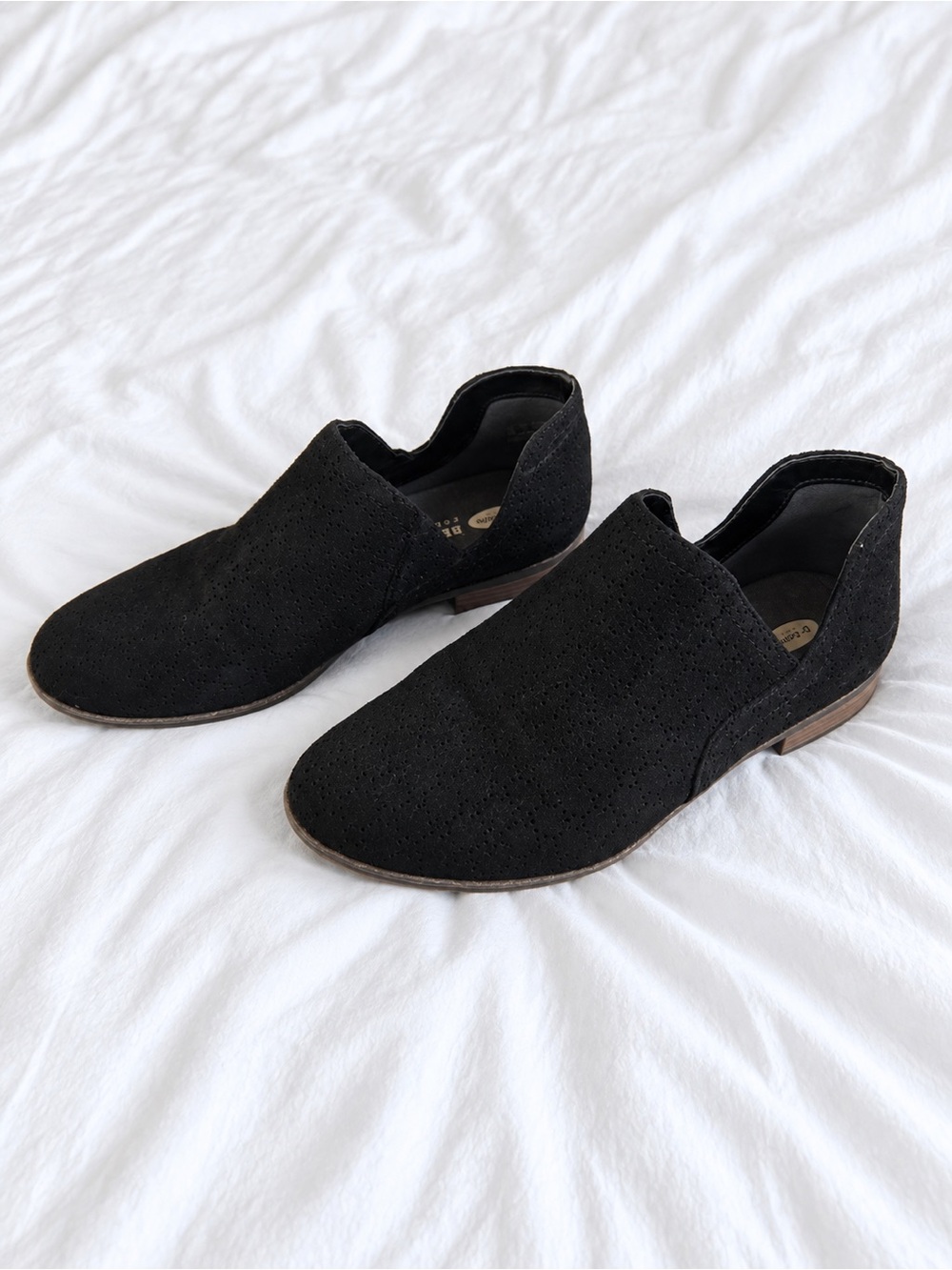 Dr. Scholl's Black Suede Low Heel Slip-On Booties